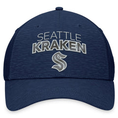 Seattle Kraken Fanatics Authentic Pro Road Stack Logo Flex Hat Deep Sea Blue