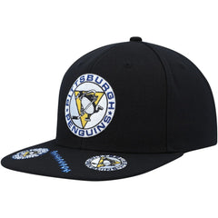 Pittsburgh Penguins Mitchell & Ness Vintage Hat Trick Snapback Hat Black