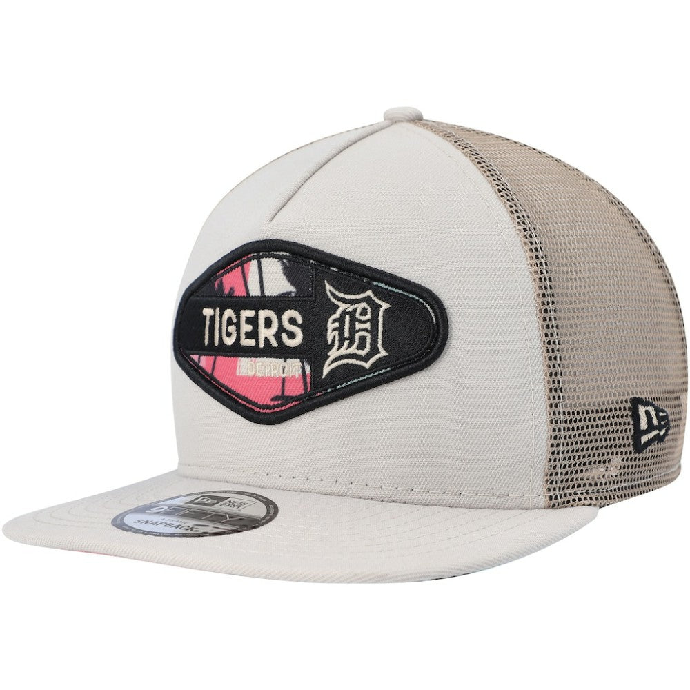 Detroit Tigers Retro Beachin' Patch A-Frame Trucker 9FIFTY Snapback Hat Natural | New Era