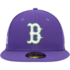 Boston Red Sox Lime Side Patch 59FIFTY Fitted Hat Purple | New Era