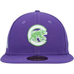 Chicago Cubs Lime Side Patch 59FIFTY Fitted Hat Purple | New Era
