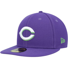 Cincinnati Reds Lime Side Patch 59FIFTY Fitted Hat Purple | New Era