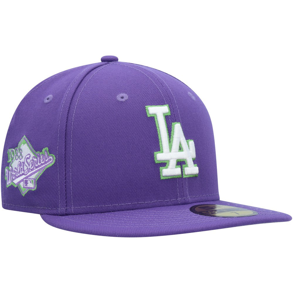 Los Angeles Dodgers Lime Side Patch 59FIFTY Fitted Hat Purple | New Era