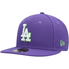 Los Angeles Dodgers Lime Side Patch 59FIFTY Fitted Hat Purple | New Era