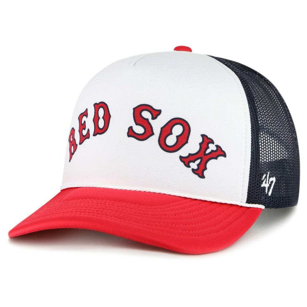 Boston Red Sox Foam Front Script Trucker Snapback Hat White | 47 brand