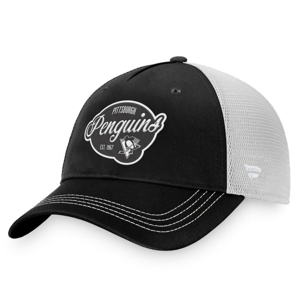 Pittsburgh Penguins Fanatics Women's Fundamental Trucker Adjustable Hat Black/White
