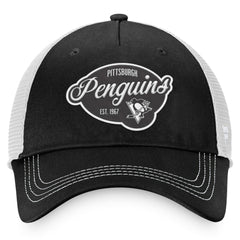 Pittsburgh Penguins Fanatics Women's Fundamental Trucker Adjustable Hat Black/White