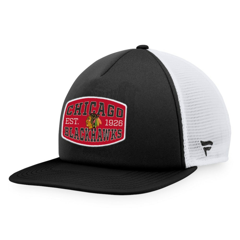 Chicago Blackhawks Fanatics Foam Front Patch Trucker Snapback Hat Black/White