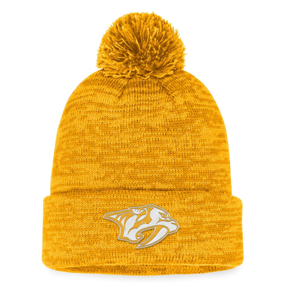 Nashville Predators Fanatics Fundamental Cuffed Knit Hat with Pom Gold