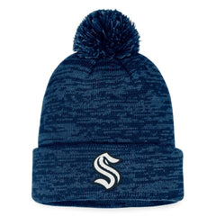 Seattle Kraken Fanatics Fundamental Cuffed Knit Hat with Pom Deep Sea Blue