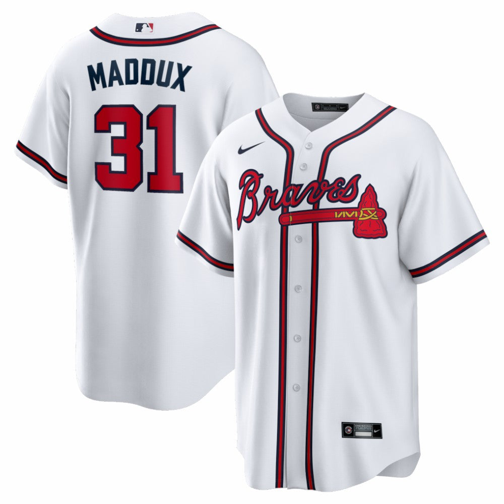 Greg Maddux Atlanta Braves Home Retired Player Replica Jersey - White