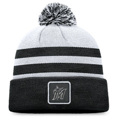 Miami Marlins Cuffed Knit Hat with Pom Gray
