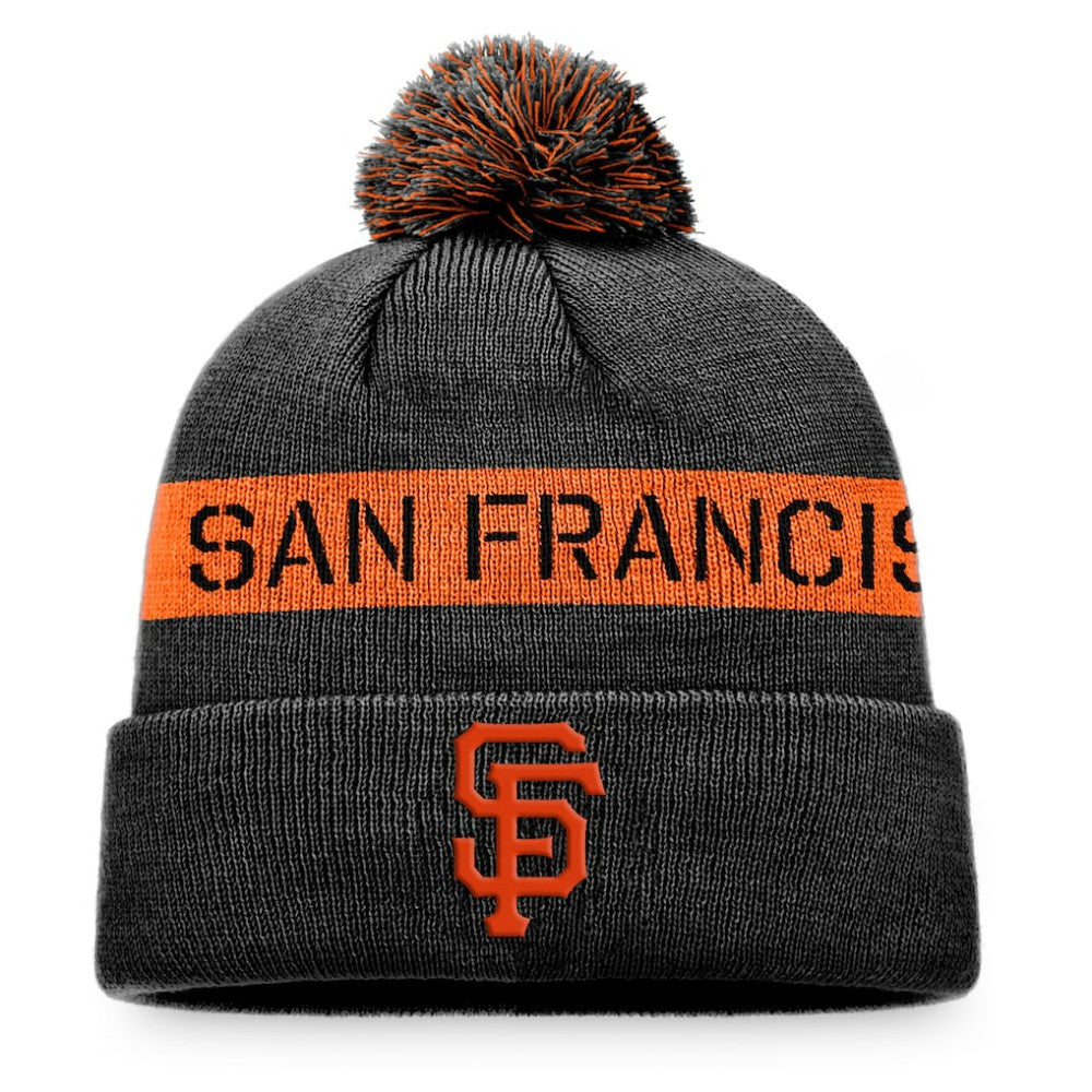 San Francisco Giants League Logo Cuffed Knit Hat with Pom Black/Orange