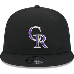 Colorado Rockies Team Color Trucker 9FIFTY Snapback Hat Black | New Era