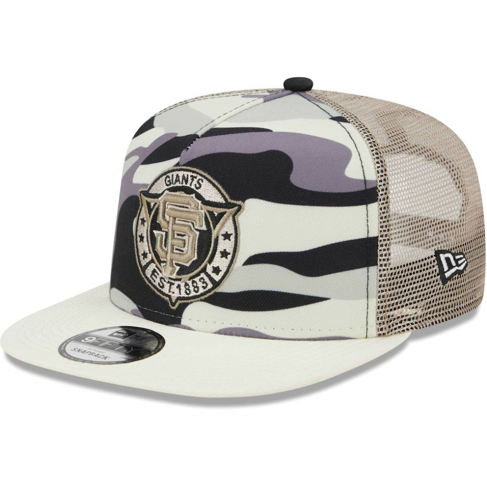 San Francisco Giants Chrome Camo A-Frame 9FIFTY Trucker Snapback Hat White | New Era