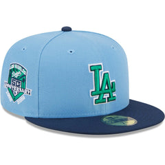 Los Angeles Dodgers Green Undervisor 59FIFTY Fitted Hat Light Blue/Navy | New Era