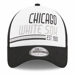 Chicago White Sox Stacked A-Frame Trucker 9FORTY Adjustable Hat White/Black | New Era