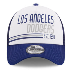 Los Angeles Dodgers Stacked A-Frame Trucker 9FORTY Adjustable Hat White/Royal | New Era