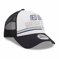 New York Yankees Stacked A-Frame Trucker 9FORTY Adjustable Hat White/Navy | New Era