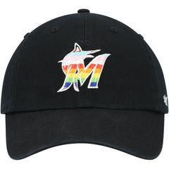 Miami Marlins Team Pride Clean Up Adjustable Hat Black | 47 brand