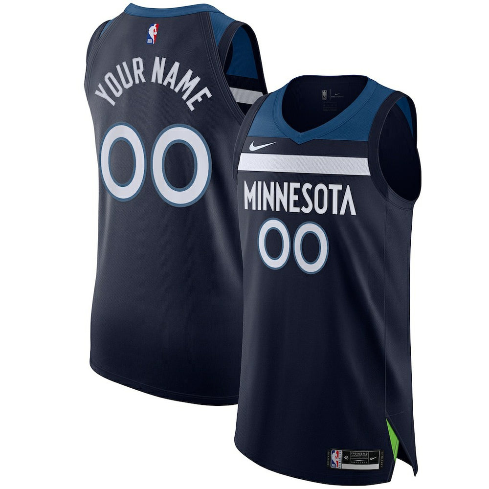 Minnesota Timberwolves Authentic Custom Jersey Navy - Icon Edition