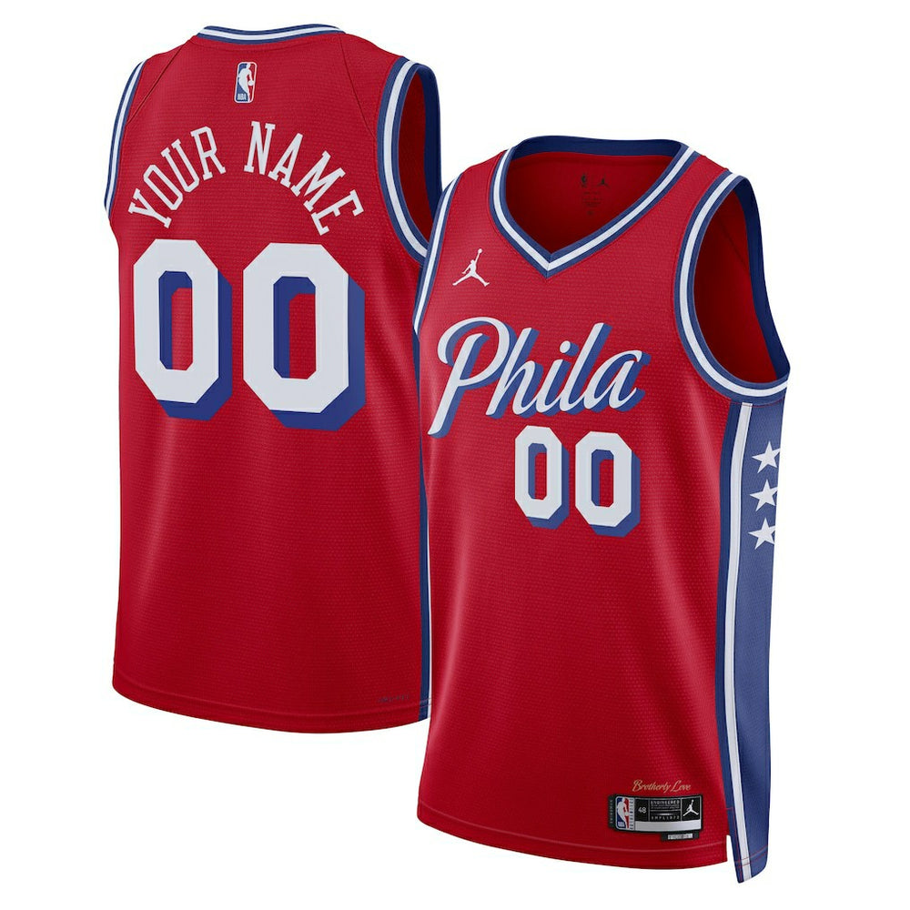 Philadelphia 76ers Jordan Brand Unisex 2022/23 Swingman Custom Jersey - Statement Edition - Red on sale