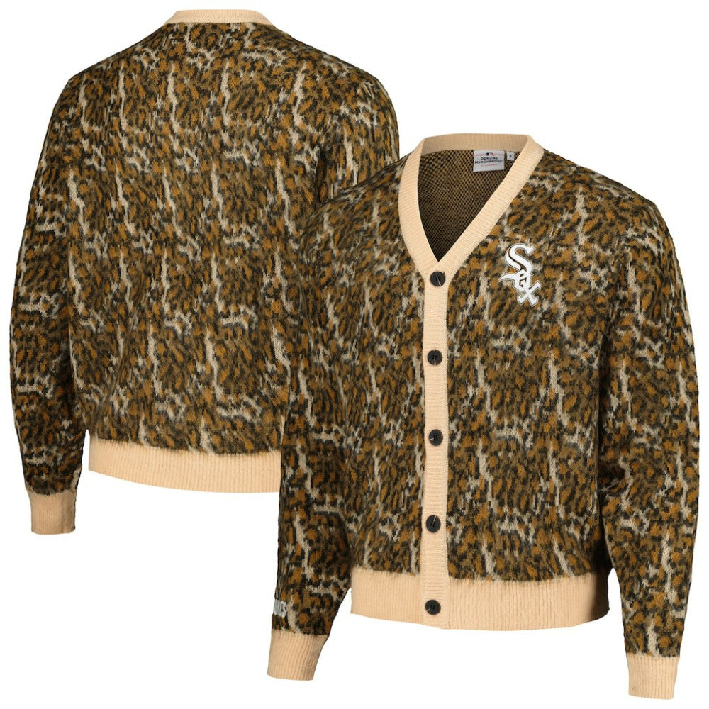 Chicago White Sox PLEASURES Cheetah Cardigan Button-Up Sweater Brown