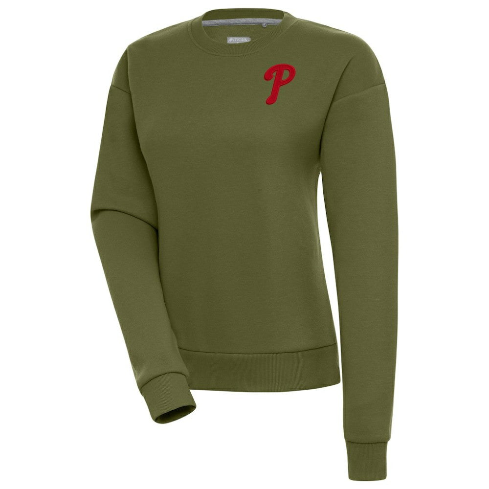 Philadelphia Phillies Antigua Women's Victory Pullover Sweatshirt Olive