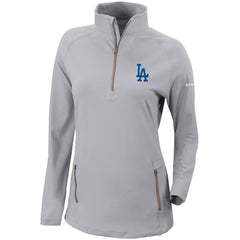 Los Angeles Dodgers Women's Omni-Wick Outward Nine Quarter-Zip Pullover Top Gray | Columbia