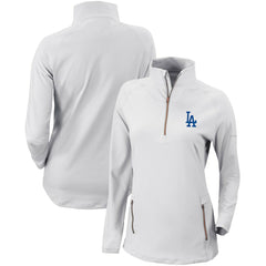 Los Angeles Dodgers Women's Omni-Wick Outward Nine Quarter-Zip Pullover Top White | Columbia