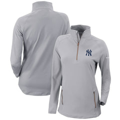 New York Yankees Women's Omni-Wick Outward Nine Quarter-Zip Pullover Top Gray | Columbia