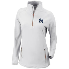 New York Yankees Women's Omni-Wick Outward Nine Quarter-Zip Pullover Top White | Columbia