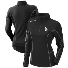 Los Angeles Dodgers Women's Omni-Wick Shotgun Quarter-Zip Pullover Top Black | Columbia
