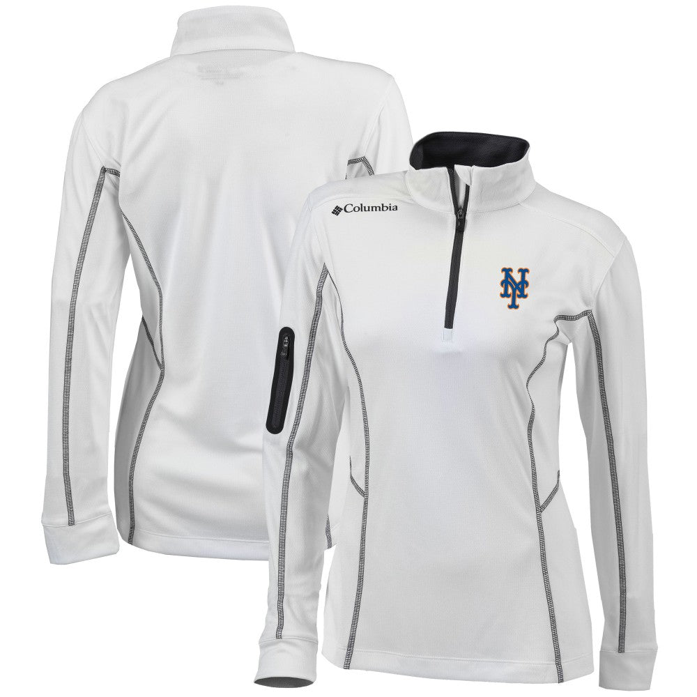New York Mets Women's Omni-Wick Shotgun Quarter-Zip Pullover Top White | Columbia