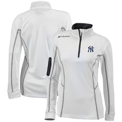 New York Yankees Women's Omni-Wick Shotgun Quarter-Zip Pullover Top White | Columbia