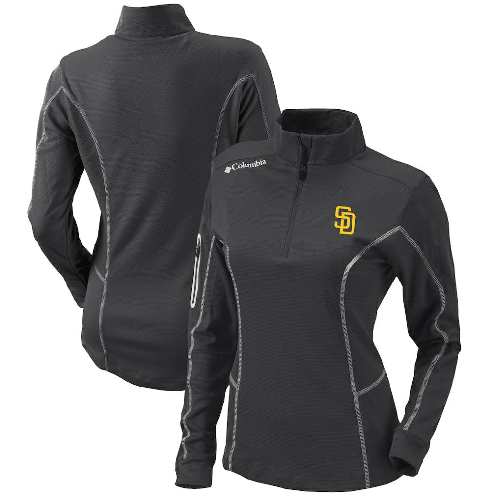 San Diego Padres Women's Omni-Wick Shotgun Quarter-Zip Pullover Top Charcoal | Columbia