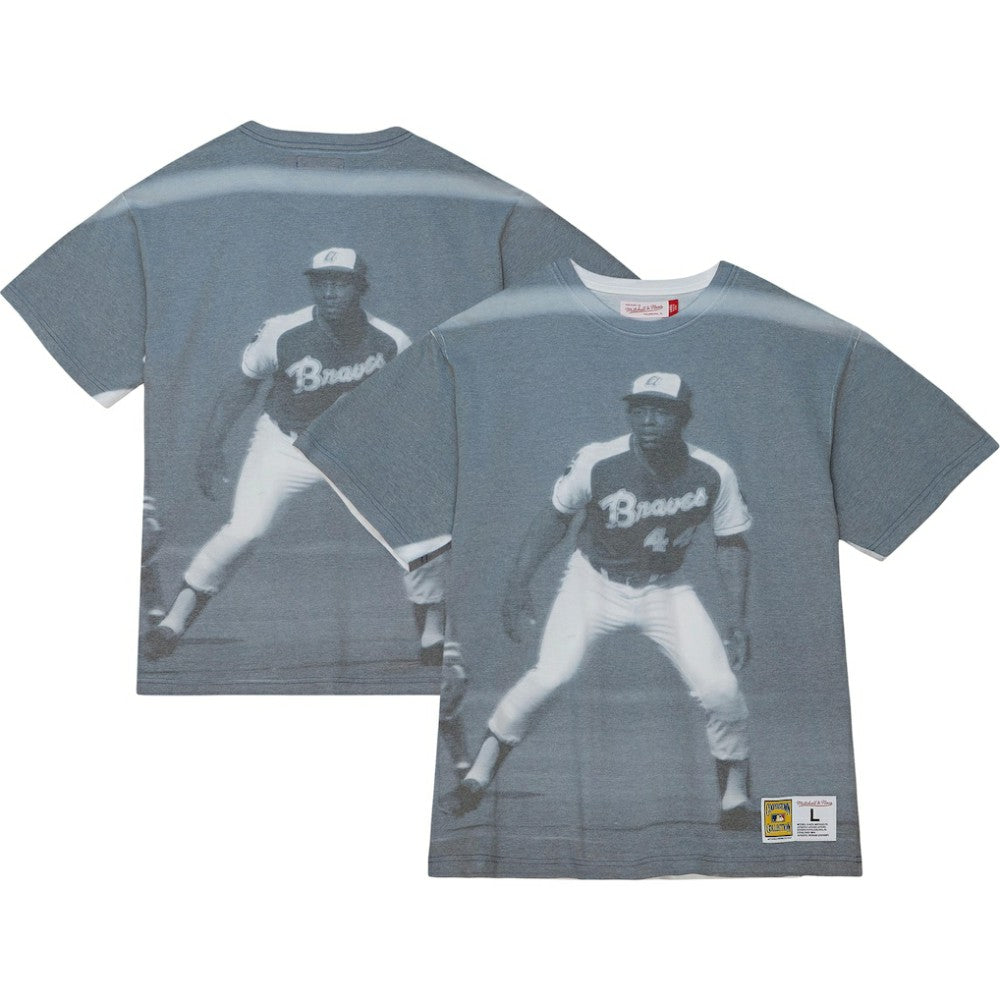 Hank Aaron Atlanta Braves Cooperstown Collection Highlight Sublimated Player Graphic T-Shirt | Mitchell & Ness
