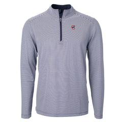Chicago Cubs Cutter & Buck Virtue Eco Pique Micro Stripe Recycled Quarter-Zip Pullover Top Navy/White