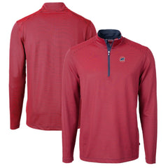 Chicago Cubs Cutter & Buck Virtue Eco Pique Micro Stripe Recycled Quarter-Zip Pullover Top Red/Navy