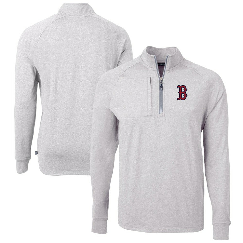 Boston Red Sox Cutter & Buck Adapt Eco Knit Stretch Recycled Quarter-Zip Pullover Top Heather Gray