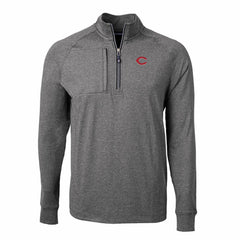 Cincinnati Reds Cutter & Buck Adapt Eco Knit Stretch Recycled Quarter-Zip Pullover Top Heather Black