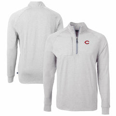 Cincinnati Reds Cutter & Buck Adapt Eco Knit Stretch Recycled Quarter-Zip Pullover Top Heather Gray
