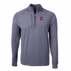 Cleveland Guardians Cutter & Buck Adapt Eco Knit Stretch Recycled Quarter-Zip Pullover Top Heather Navy