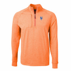 New York Mets Cutter & Buck Adapt Eco Knit Stretch Recycled Quarter-Zip Pullover Top Heather Orange