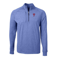 Philadelphia Phillies Cutter & Buck Adapt Eco Knit Stretch Recycled Quarter-Zip Pullover Top Heather Royal