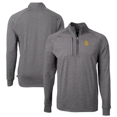 San Diego Padres Cutter & Buck Adapt Eco Knit Stretch Recycled Quarter-Zip Pullover Top Heather Black