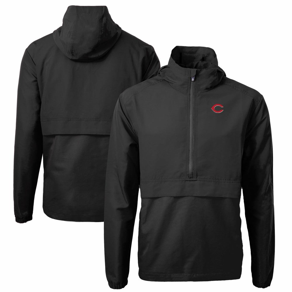Cincinnati Reds Cutter & Buck Charter Eco Recycled Half-Zip Anorak Jacket Black