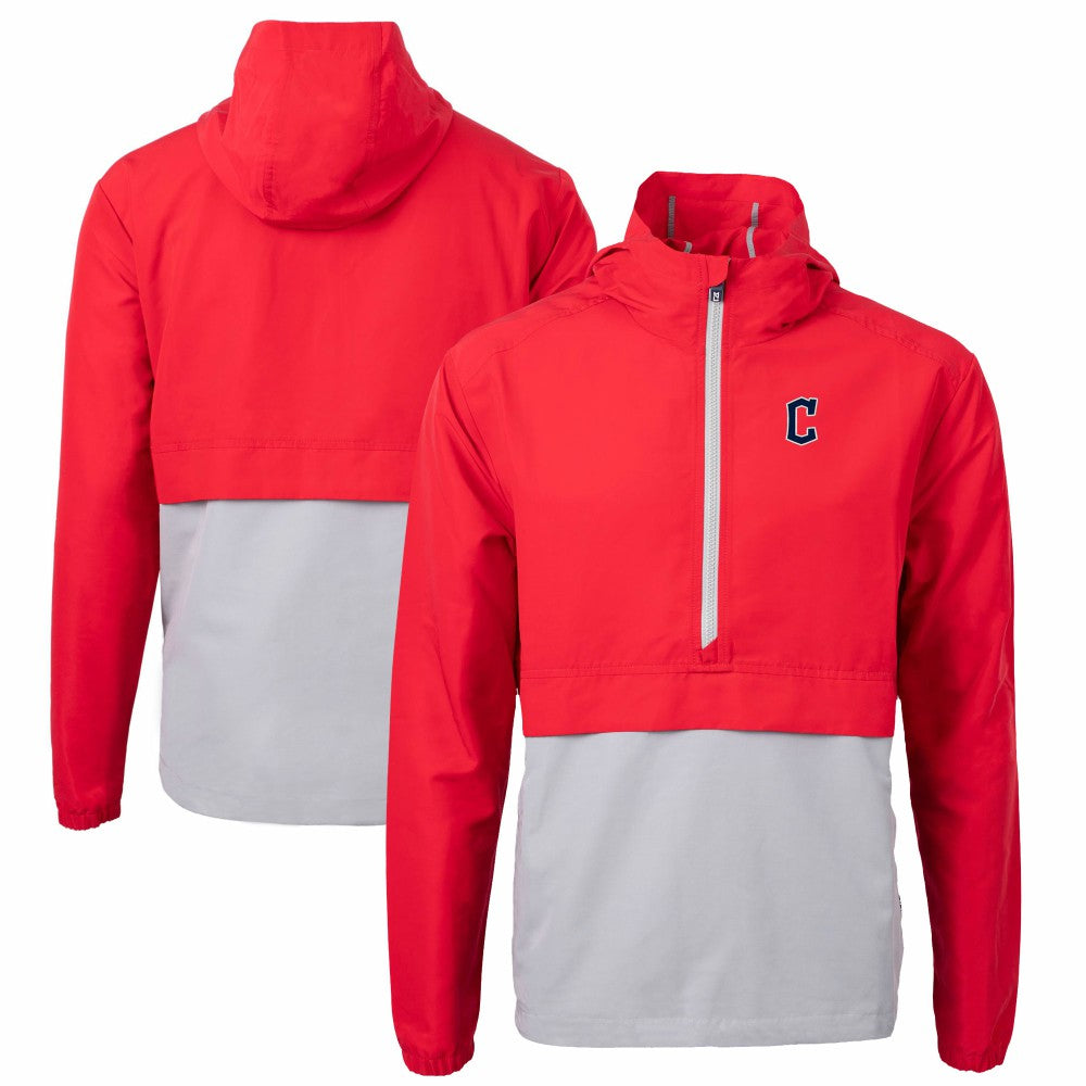 Cleveland Guardians Cutter & Buck Charter Eco Recycled Half-Zip Anorak Jacket Red/Gray