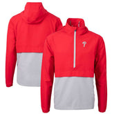 Philadelphia Phillies Cutter & Buck Charter Eco Recycled Half-Zip Anorak Jacket Red/Gray