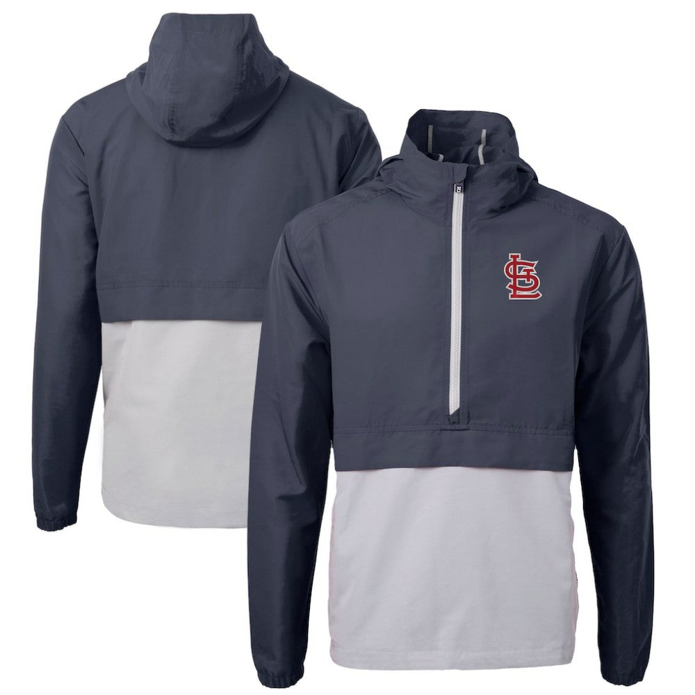 St. Louis Cardinals Cutter & Buck Charter Eco Recycled Half-Zip Anorak Jacket Navy/Gray